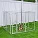 Lucky Dog 10' x 10' x 6' Heavy Duty Outdoor Welded Galvanized Steel Chain Link Dog Kennel Enclosure with 2 Configurations and Latching Door, Silver