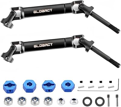 GLOBACT 1144 Steel CVD Driveshaft Rear Drive Shafts Heavy Duty Axles Set for Traxxas Slash/Rustler/Stampede/Hoss VXL 2WD 4X4 1/10 RC Truck Upgrade Parts Replace #6852 2PCS
