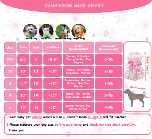 Msnfoasm 2-Pack Floral Pet Dog Dress,Pet Vest Shirt, Cutie Doggie Dresses,Pet Cats Apparel With Bowknot,Pink & Blue,Large #TOP2