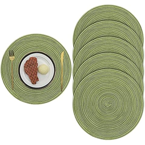 Pauwer 15-Inch Green Braided Placemats Set Cover