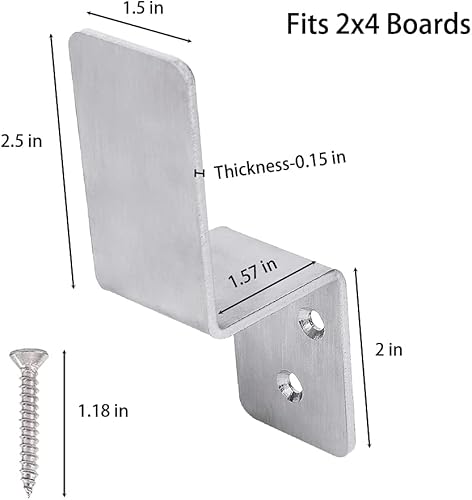 Miniatura 2 de 2 soportes de barricada de puerta de 2 x 4  2 piezas de barra abierta de acero inoxidable resistente para cerradura de puerta de seguridad soporte
