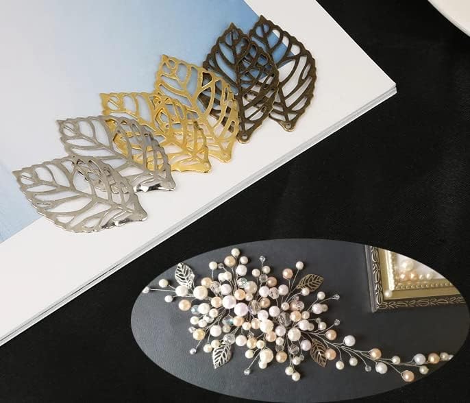 AKOAK 50 Pcs Hollow Leaf Metal Flower Pieces, Pendant Jewelry Making Leaf Connector DIY Handicraft Decoration - Image 6