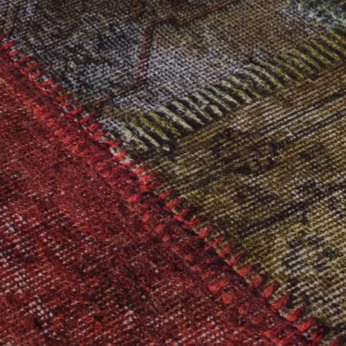 Tapis antidérapant velours Gecheer lavable salon multicolore design - 7