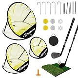 Golf Chipping Netz, 3 Stück Golfing Übungsnetz mit 30 x 30 cm Rasenmatte Teleskop-Chipping-Putter 6 Golf und Aufbewahrungstasche Golfing Übungsnetz-Set für Training im Innen- und Außenbereich