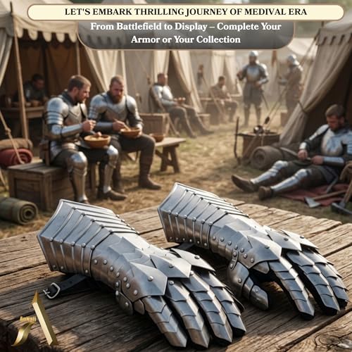 Image of AnNafi Fantasy Knight Gauntlets SCA Armor Gauntlets Knight Gloves Iron Medieval Functional Armor Gloves Warrior Metal Gauntlets Armour Replica Steel Gloves For Men Wearable Adult Nazgul gauntlets