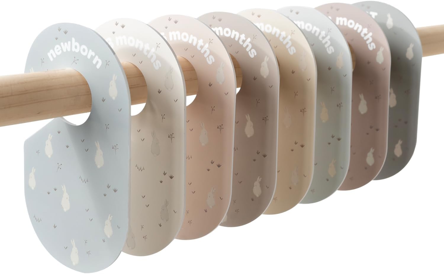 3 Sprouts Baby Closet Dividers Set of 8 - Toddler Clothes Organizer Hanger, Double-Sided Size Labels - Nursery Organization for Newborn Clothing, Infant, Boy & Girl - Rabbit