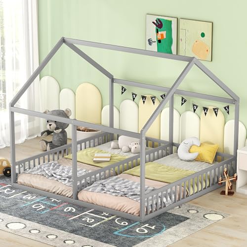 Letto 2 in 1: due culle uno accanto all'altro con una ringhiera al centro, in modo che i vostri due bambini abbiano il proprio spazio.