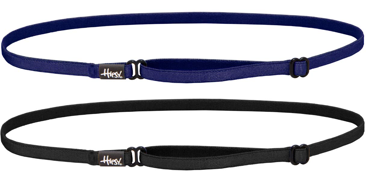 Hipsy Elastic & Adjustable Thin Running Fitness Headband Team Sport Colors Hair Band 2-Pack (Black &Navy)