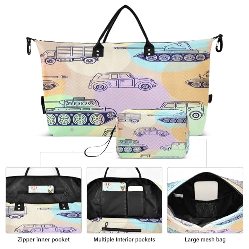 ​​Large Foldable Travel Duffel Bag, Waterproof Gym Bag for Men & Women, Carry-On Luggage Weekender Overnight Bag, Road Trip Doodles2