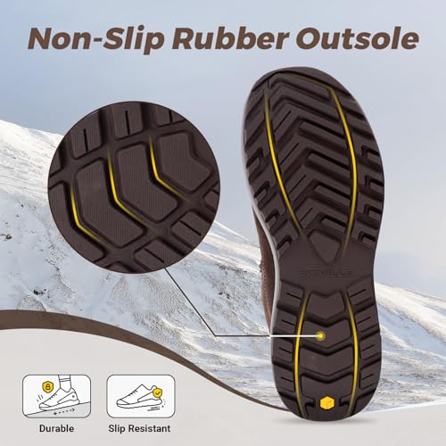 Image of FitVille Wide Width Mens Winter Boots Fur Lined Extra Wide Snow Boot Lightweight Non Slip Outdoor Mens Diabetic Shoes for Flat Feet