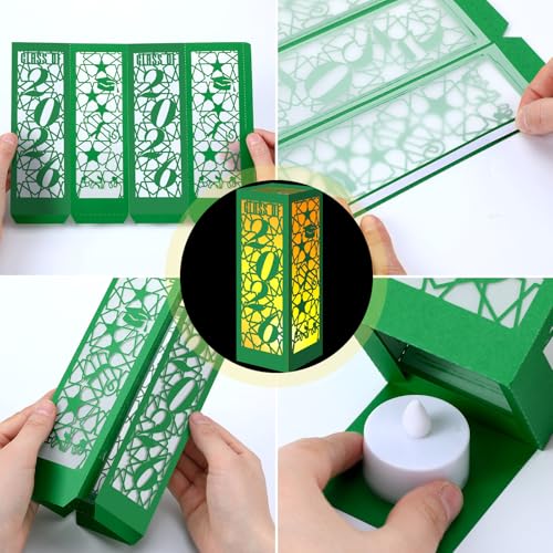 Image of Rossesay 6 Pcs Graduation Table Centerpieces Boxes Class of 2026 Graduation Lanterns for Centerpieces with LED Candles Congrats Grad School College Photo Props for Party Table Decoration (Green)