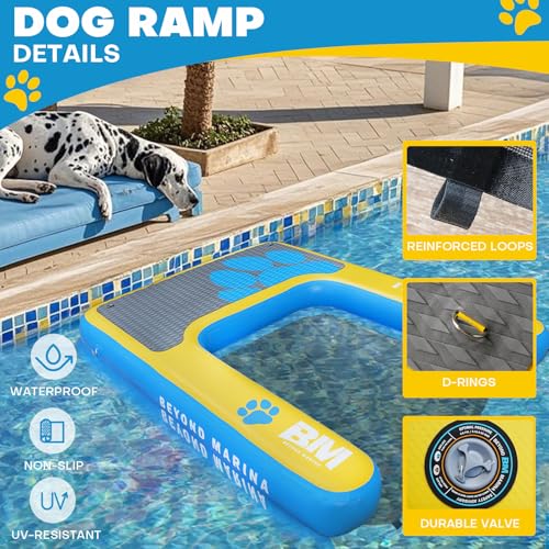 BEYOND MARINA Rampa Para Piscina De Cães - Pup On! Inflável Docas Lago, Rampas Barcos Cães, Escada F
