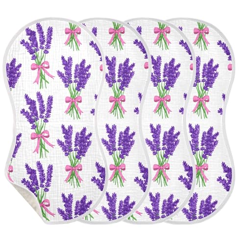xigua Floral Lavender Muslin Baby Burp Cloths Set of 1, Super Soft & Absorbent Burping Rags, Cotton Burp Clothes Shower Gift for Newborn, Baby Girls and Boys3