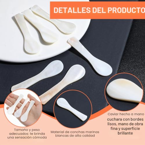 Miniatura 4 de Nogeqi 6 Cucharas De Nácar, Cucharas Clásicas De Caviar, 7 Cm, Madre De Nácar, Hechas A Mano, De Nácar, Pequeñas Cucharas De Caviar, Cucharas Para Caviar, Huevo, Helado, Café
