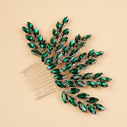 Peine para cabello con cristales verde vintage miniatura 4
