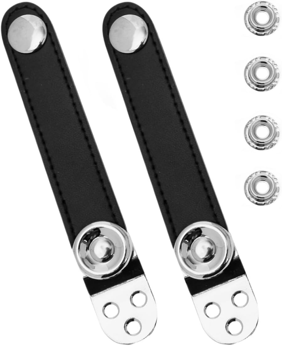 Cowhide Accordion Bellows Buckles Black 2 Pack Double Layer Steel