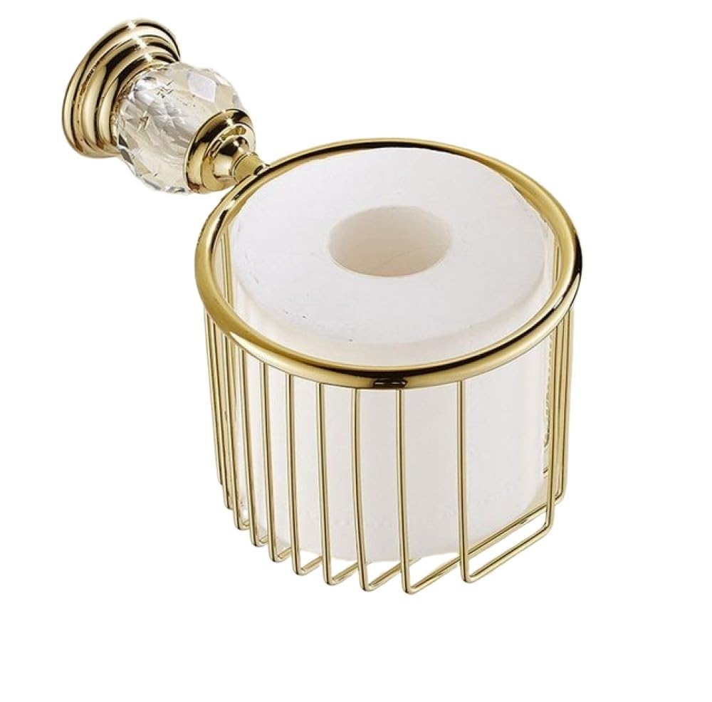 Towel Ring, Golden Crystal Bath Hardware Set Soap Dishes Towel Rack Bar Paper Holder Dish(Round Shelf Only)