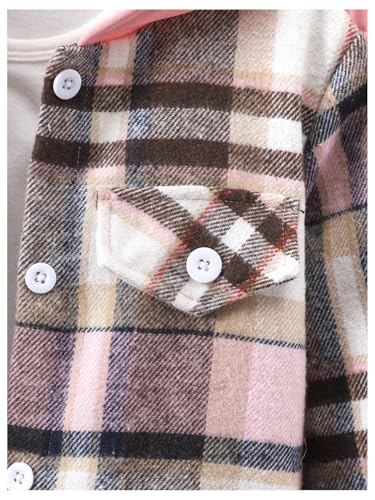 Image of SweatyRocks Girl's 2 Piece Outfits Plaid Button Down Hooded Jacket and Elastic Waist Sweatpants Workout Set