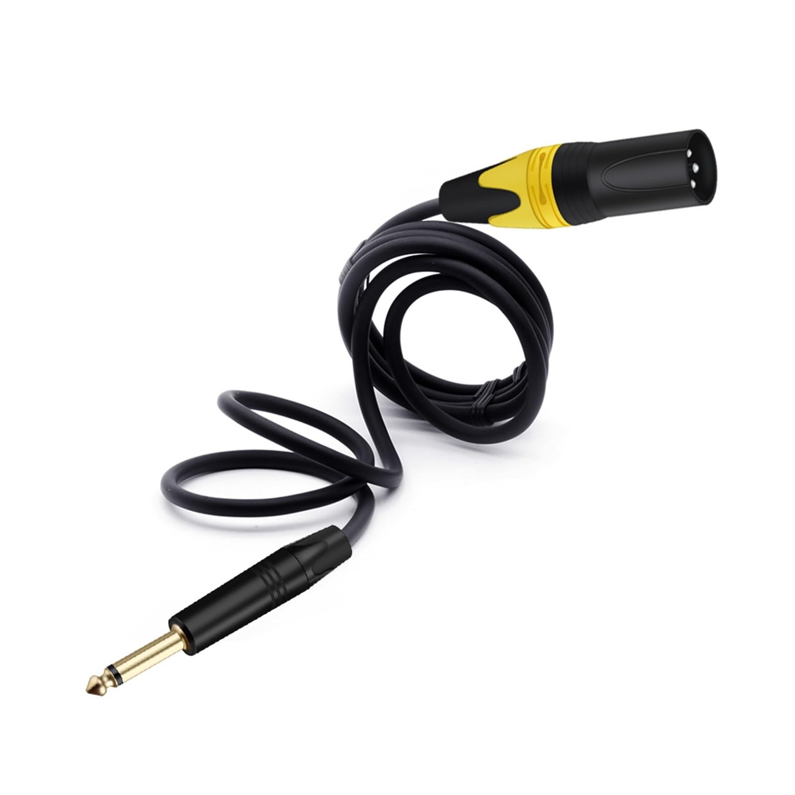Gniazdo 0,6 cm 6,35 mm męski na XLR męski mikrofon rdzeń kabla audio folia + pleciony ekranowany (żółty, 0,5 m)