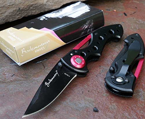 Backcountry Scout (Pink) Folding Pocket Knife, 2.5 Inch Straight Blade,, Camping, Hiking, Everyday