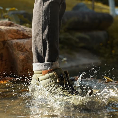 Image of Men's and Women's Barefoot Hiking Boots | Zero Drop Winter Snow Boots with Wide Toe Box | Slip-On Waterproof Ankle Booties | Minimalist Five-Finger Sneakers for Outdoor Hiking and Walking