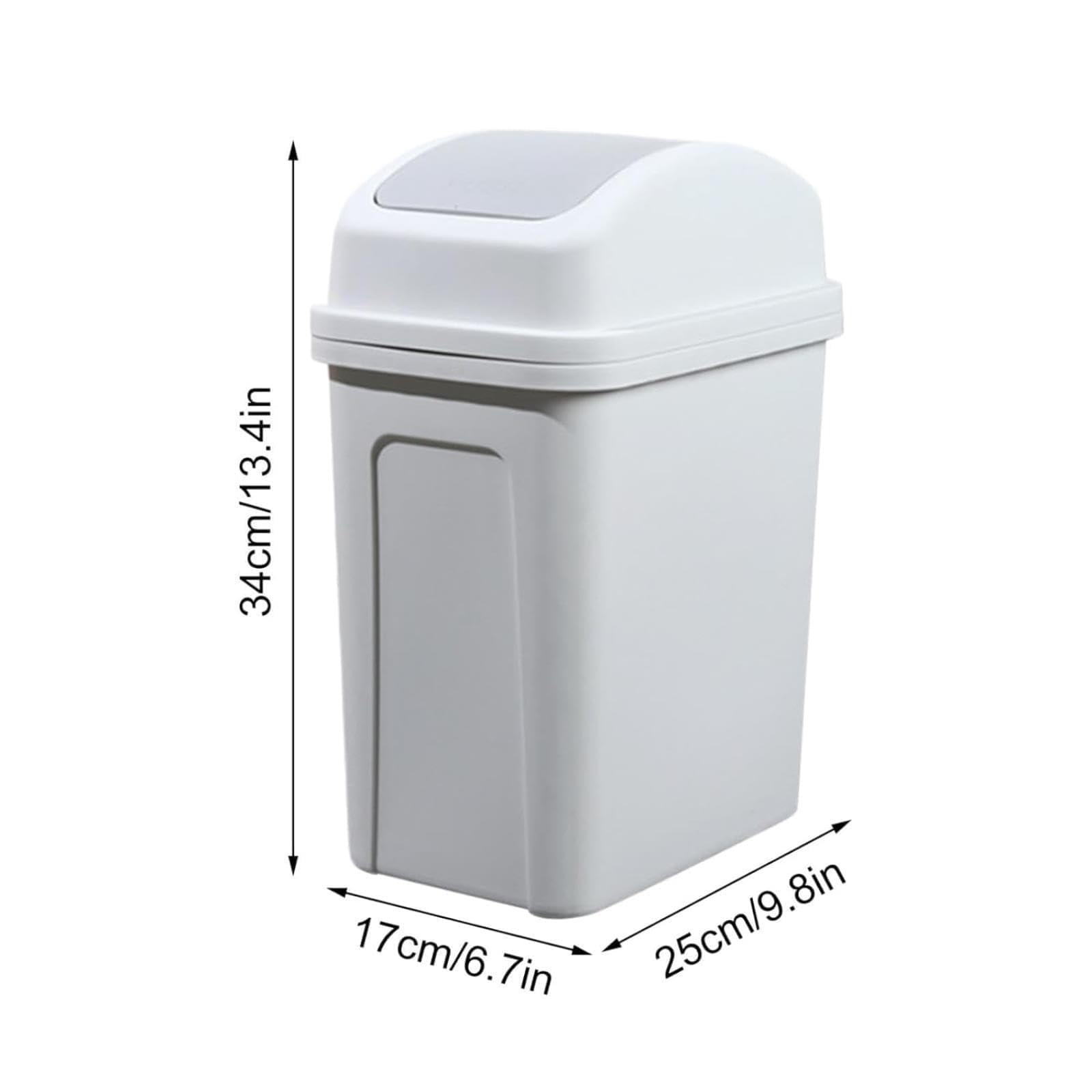 Pattumiera in plastica con coperchio basculante, 4 litri, compatto, per ufficio, camera da letto, bagno, cucina, design sottile, per sotto la scrivania, piccolo bidone della spazzatura