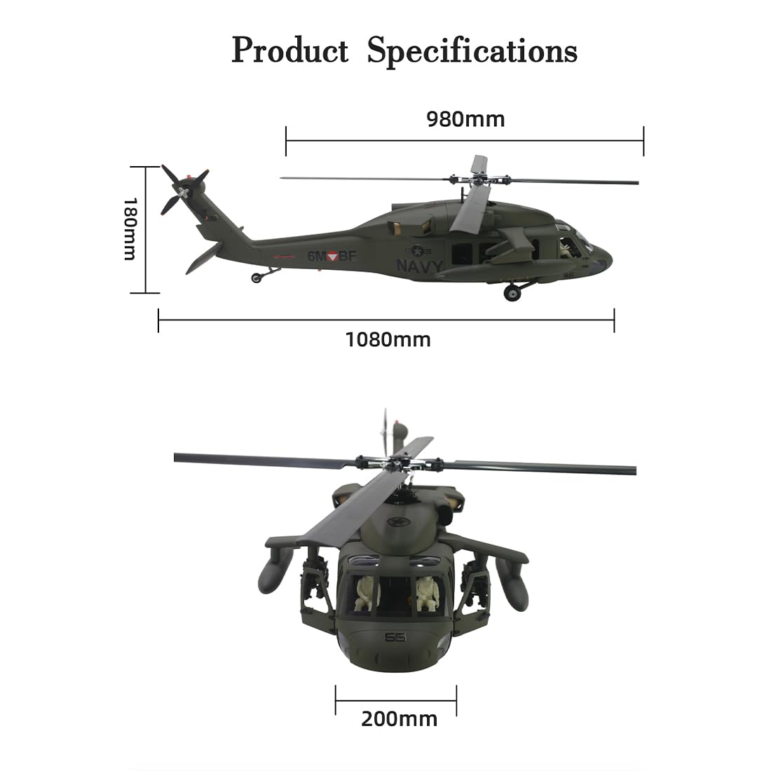 FL500 UH-60 RC elicottero, 500-Class 2.4G 6CH Scala RC modello di aereo con Flishrc L7 Flight Controller, 4 modalità di posizionamento GPS e cabina di pilotaggio realistica, regali per gli