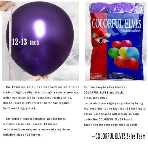 Image of Metallic Chrome Purple Balloons 10 Inches 100 Pack Helium Shiny Thicken Party Balloon (Purple)
