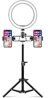 LED Ring Light with Tripod Stand, Professional Ring Lights, 20Cm Dimmable Halo Light with 3 Color Modes and 10 Brightness, Phone Holder for Live Streaming Makeup Selfie Photography,Style 4