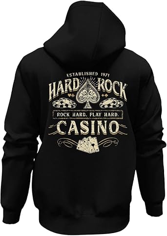 Hard Rock Adult Fit Casino Full Zip Hoodie, Black