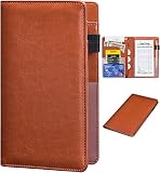 Server Books for Waitress - Leather Waiter Book Server Wallet with Zipper Pocket, Cute Waitress Book&Waitstaff Organizer with Money Pocket Fit Server Apron（Classic Brown）