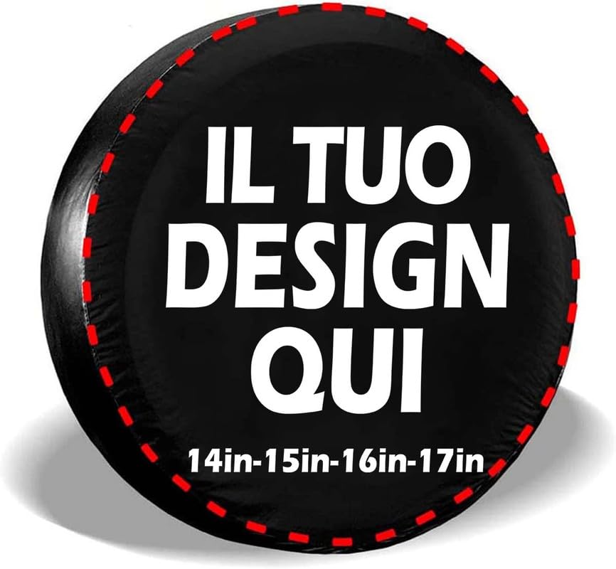 Copriruota di scorta Personalizzato su Misura con Foto Testo personalizzata logo copri ruota di scorta Idrorepellente fermacorda per Ruote Copertura Protettiva in Ecopelle 15 inch