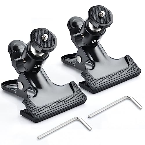 UTEBIT Clip de Trípode Con Cabeza de Bola 2 Piezas, Soporte Metálico 360°, Para Cámara SLR y Flash de Vídeo, Negro