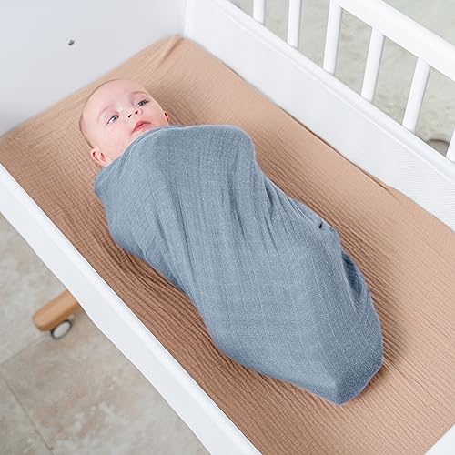 Image of Comfy Cubs Muslin Swaddle Blankets Pack of 1, 47 x 47 Inch Soft Cotton Baby Blanket Set, Large Multipurpose Wraps for Newborns - Self-Soothing Swaddles for Newborns - Pacific Blue