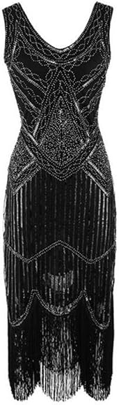 Amazon Co Jp L55ワンピース スパンコール ロング ドレス 舞台衣装 ステージ衣装 演出服 メタリック フリンジ ラテンダンス衣装 レトロ 黒 Xs ファッション