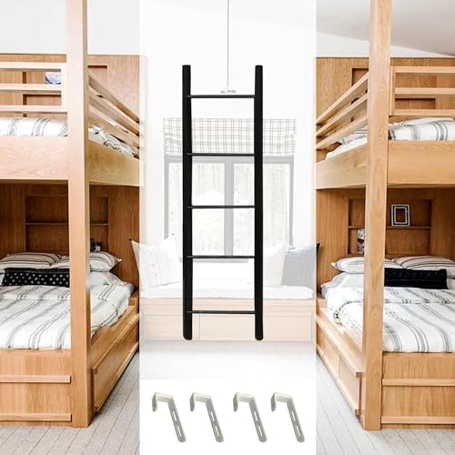 Hanging Bunk Bed Ladder with Hooks, 4/5 Step Camper Loft Bed Straight Ladder for Dorm & Motorhome, Heavy-Duty, 116cm (45") - Space-Saving Solution