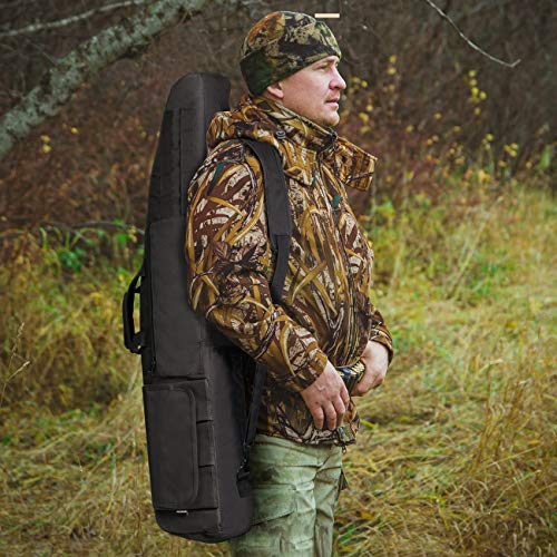 HUNTSEN Double Rifle Bag Soft Outdoor Tactical Carbine Cases 0.7in Padded Gun Case Bag with Adjustable Sling, Multiple Pouches Upgraded 44inch - Thumbnail 5