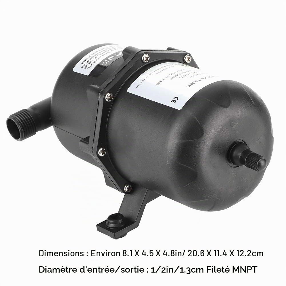 EBTOOLS pour accumulator tank Réservoir d'accumulateur pour bateaux, contrôle de débit de pompe à eau de réservoir de pression d'accumulateur 0.75 L 125PSI étanche pour bateau marin de RV