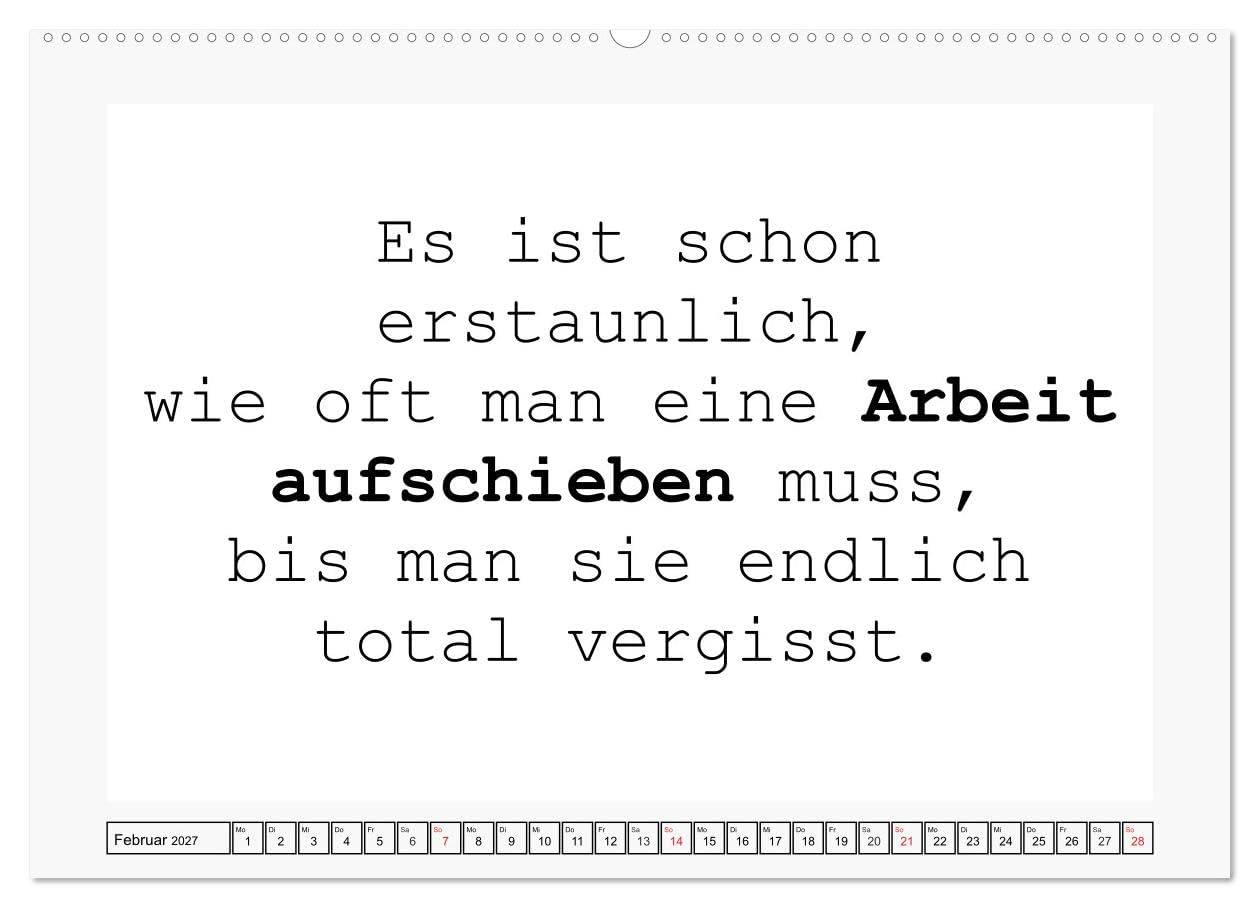 CALVENDO - Typo-Kalender für das Büro. Sarkasmus und fiese Sprüche (Wandkalender 2027 DIN A2 quer), Monatskalender: Trendiger Sprüchekalender für den Arbeitsplatz