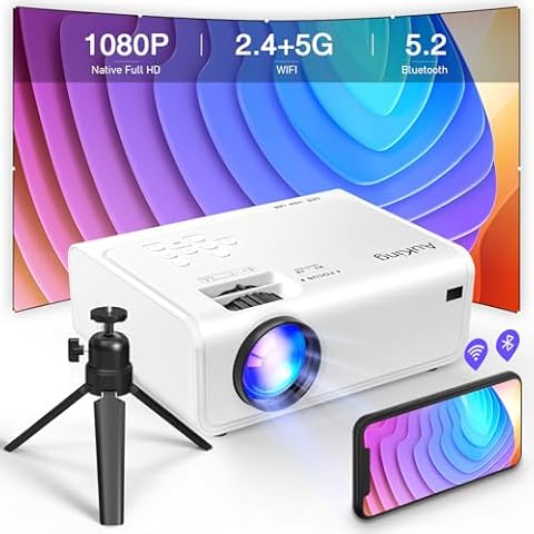 AuKing Projector with WiFi and Bluetooth, 2024 Upgraded Full HD 1080P 6D/4P-Keystone Projector, Home Theater Video Projector Compatible with HDMI/USB/AV/Smartphone/TV Box/Laptop Cover