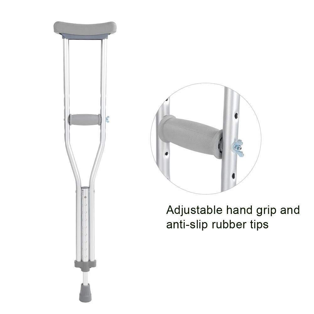 Stampella per Camminata Lunga Adulta, stampelle a Pressione in Lega in Lega di Alluminio Resistente a 102 cm con Cuscinetti Morbidi a Piedi con Impugnatura a Mano Regolabile Riduce Le stampelle di