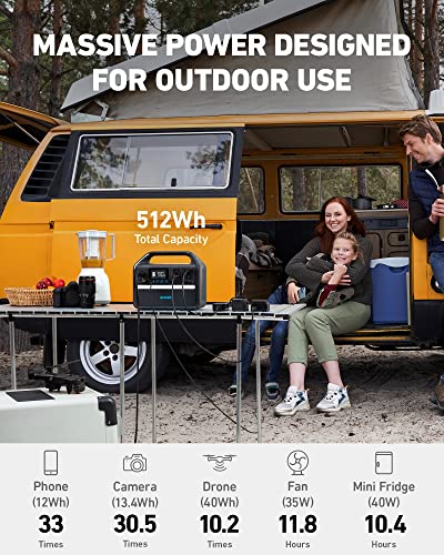 Anker 535 Solar Generator, Powerhouse 512Wh with 100W Solar Panel, Power Station with LiFePO4, 4 * 110V AC Outlets, 60W USB-C PD Output, LED Light for Outdoor Camping, RV, Power Outage(Anker Solix) - Image 6