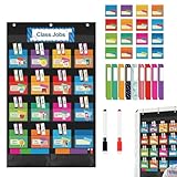Gráfico de Bolsillo de Horario Diario - Organizador de Tareas Escolares Resistente y Colorido - Tablero De Bolsillos Para Horario Visual,Para Actividades Diarias En Escuela Y Hogar