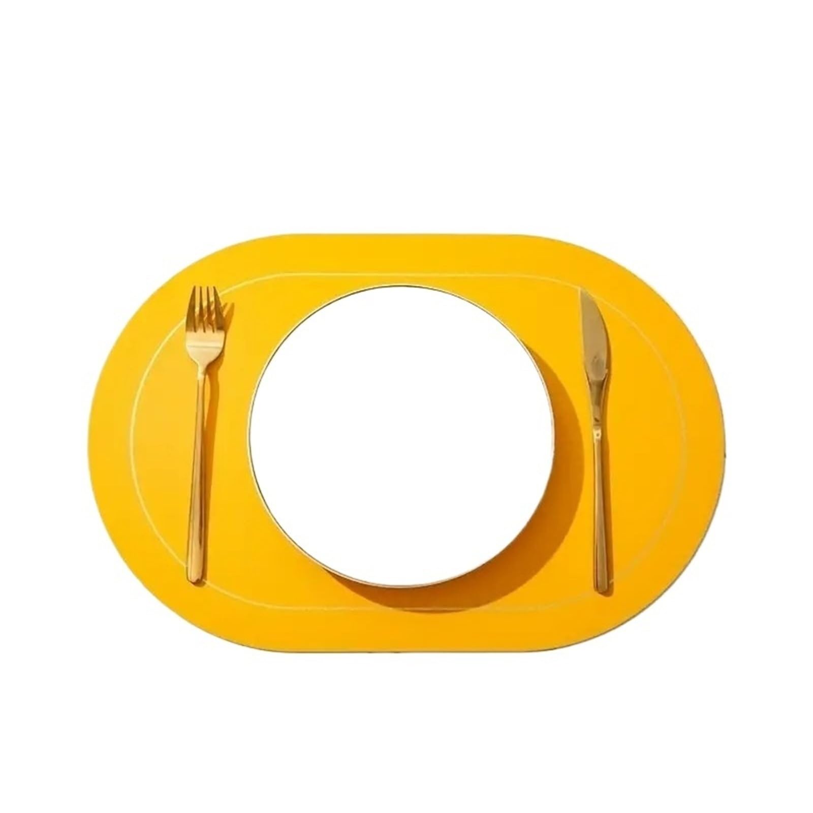 Faux Leather Placemats Sets de Table en Similicuir, Design Ovale Double Face, imperméables, lavables, for la Cuisine et Salle à Manger(Yellow,6PCS 45x30CM)