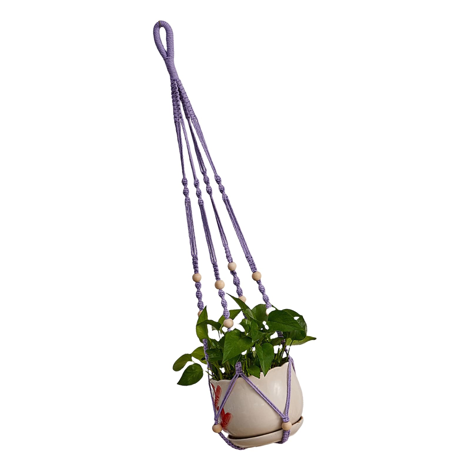 Hsioluted Plant Hanger Cotton Rope Hanging Planter Flower Pots Hanging Basket for Indoor Outdoor Home Decorations Space Saving Plant Hanger