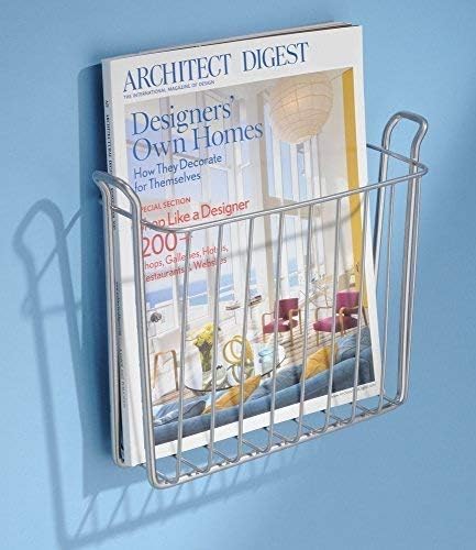 iDesign Classico Wall Mount Newspaper and Magazine Rack for Bathroom - Silver