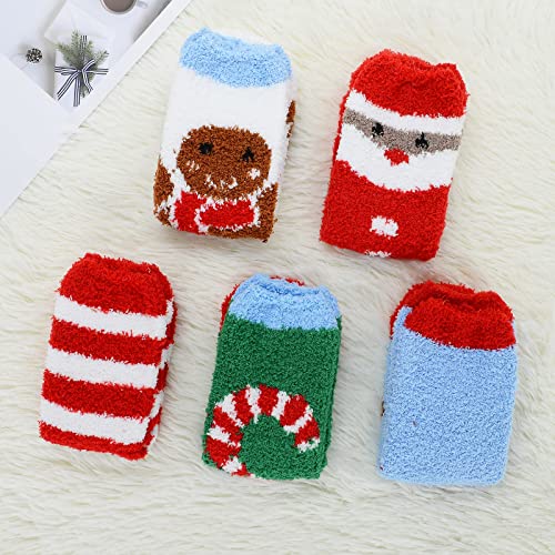 Womens Athletic Socks Warm Fuzzy Socks With Grip Yoga Pilates Socks Christmas Cozy Socks Winter Plush Socks For Adult 5 Pack Christmas Eve #TOP4