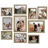 LUCKYLIFE Picture Frame Set 10-Pack, Gallery Wall Frame Collage with 8x10 5x7 4x6 Frames in Natural Woodgrain Finishes