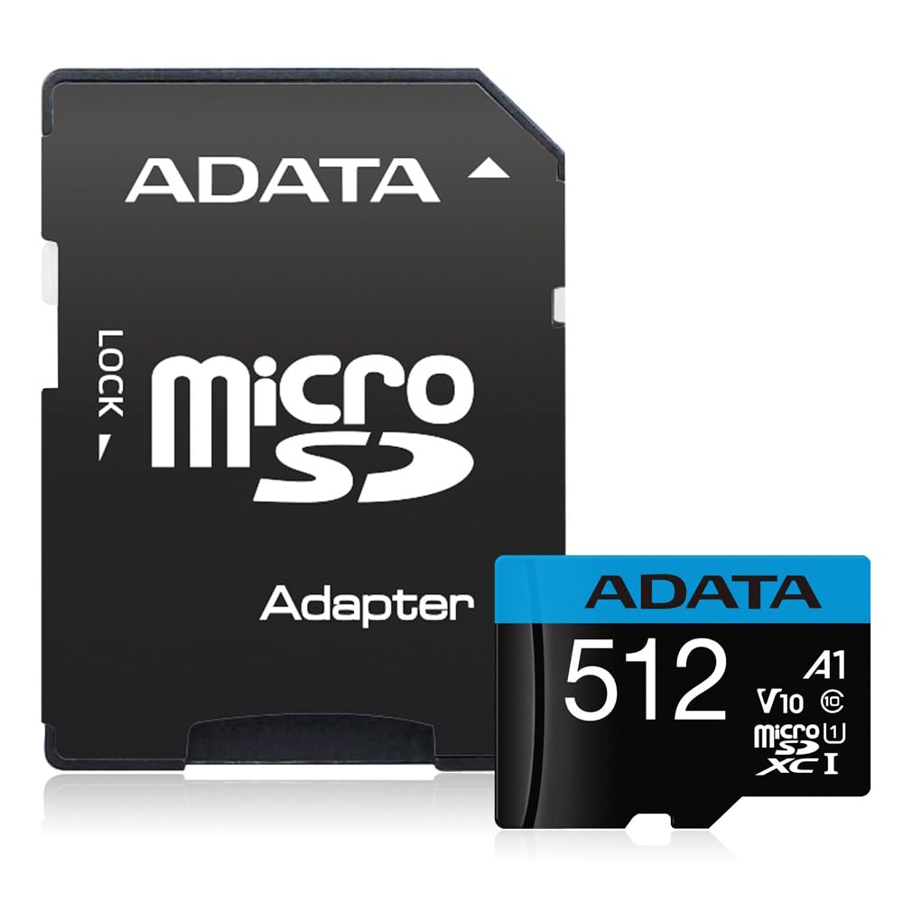 ADATA 512GB AData Premier microSDXC A1 UHS-1 CL10 Memory Card w/SD Adapter 85MB/sec