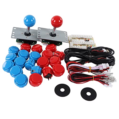 Kit d'arcade DIY pour 2 joueurs avec encodeur USB joystick et boutons bleu rouge